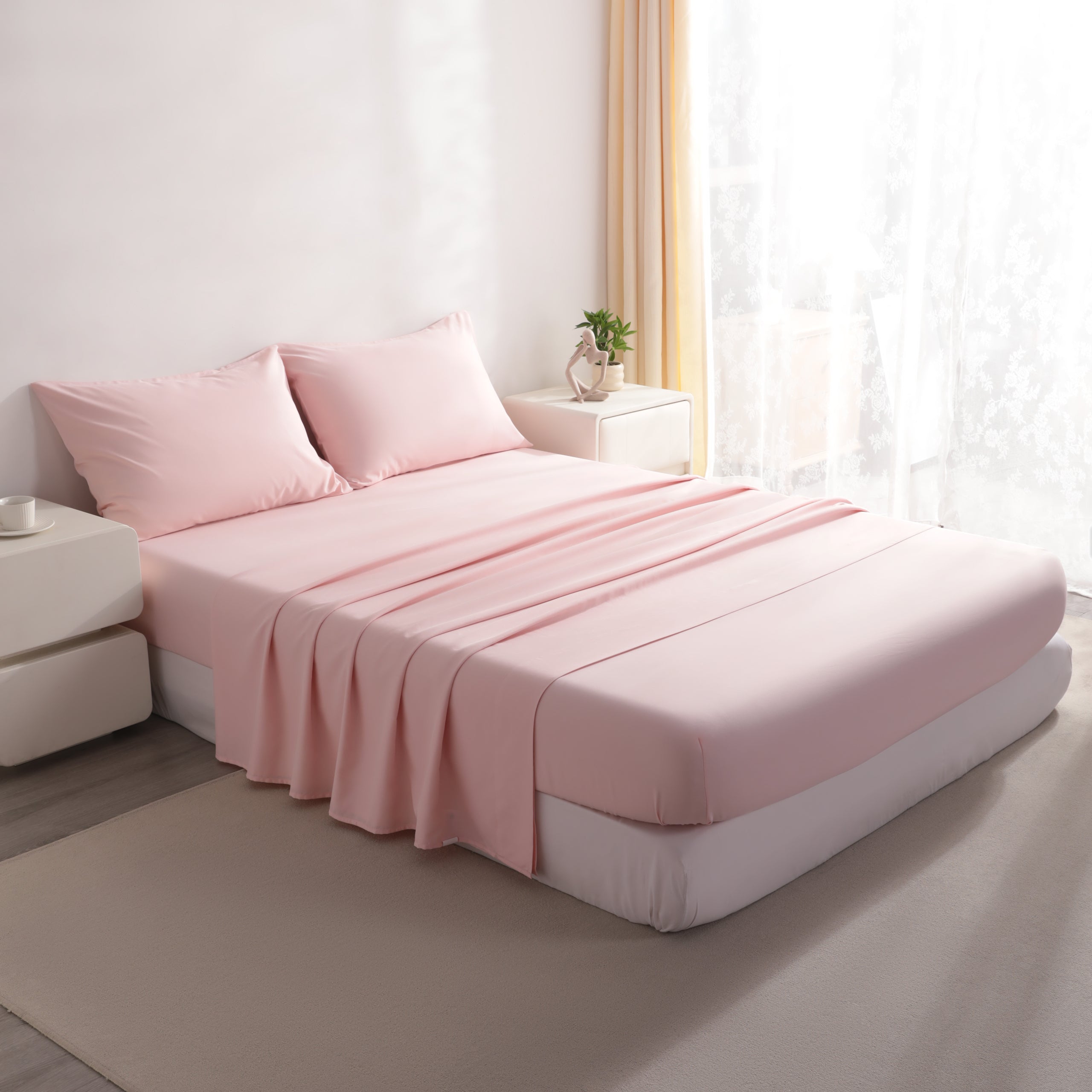 Ntbay 3/4-Pieces Bamboo Bed Sheets Set, Ultra Breathable & Cooling Bedding Set