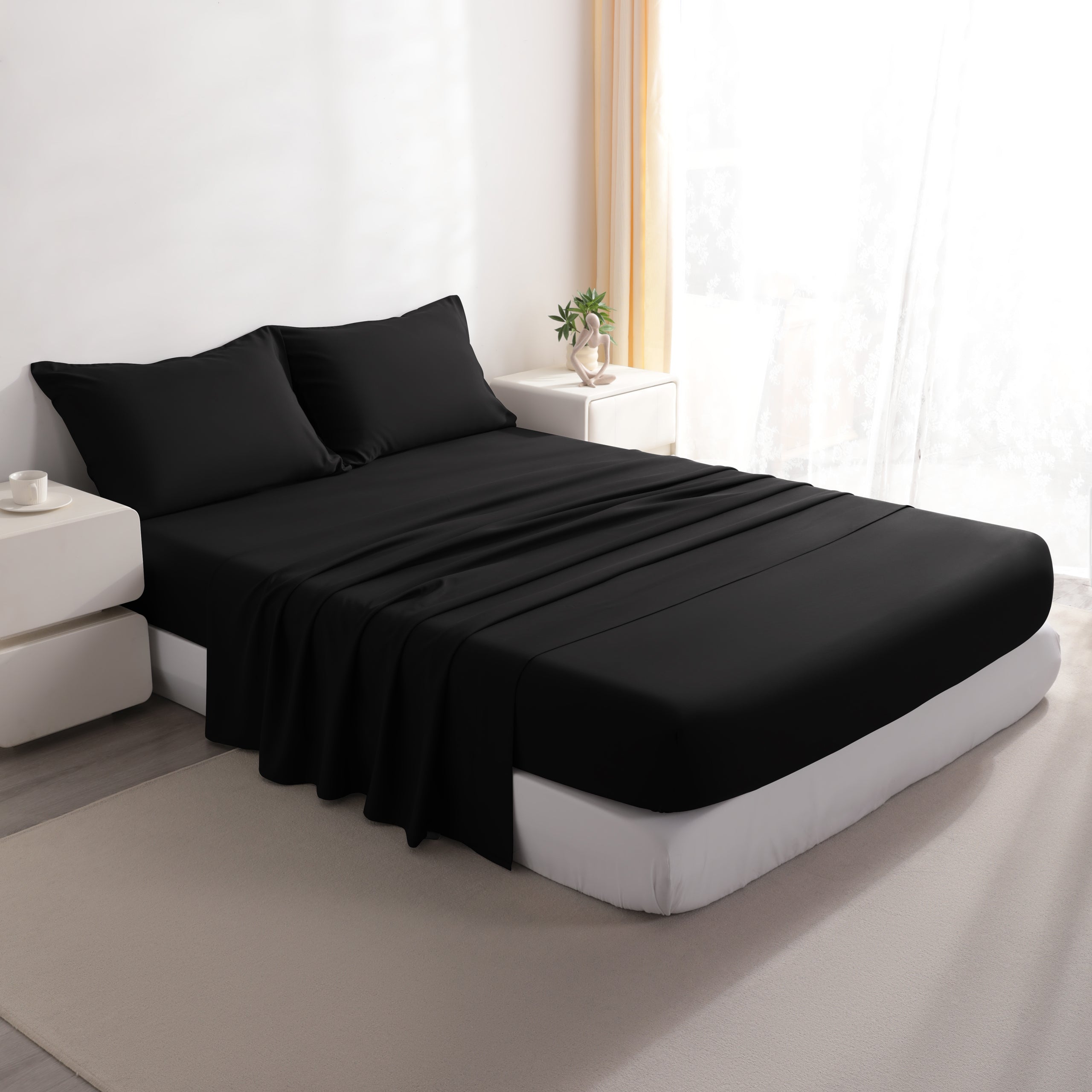 Ntbay 3/4-Pieces Bamboo Bed Sheets Set, Ultra Breathable & Cooling Bedding Set