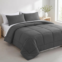 7-Piece Microfiber Comforter Bedding Set, Contrast Design with Deep Pocket Fitted Sheet - NTBAY