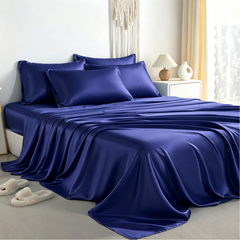 6-Piece Satin Bed Sheet Set, Silky Cooling Soft Sheet Set with Pillowcases - NTBAY