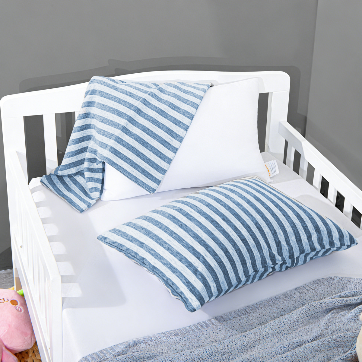 NTBAY 2 Pack Cotton 13" x18" Pillows with Toddler Cotton Pillowcases