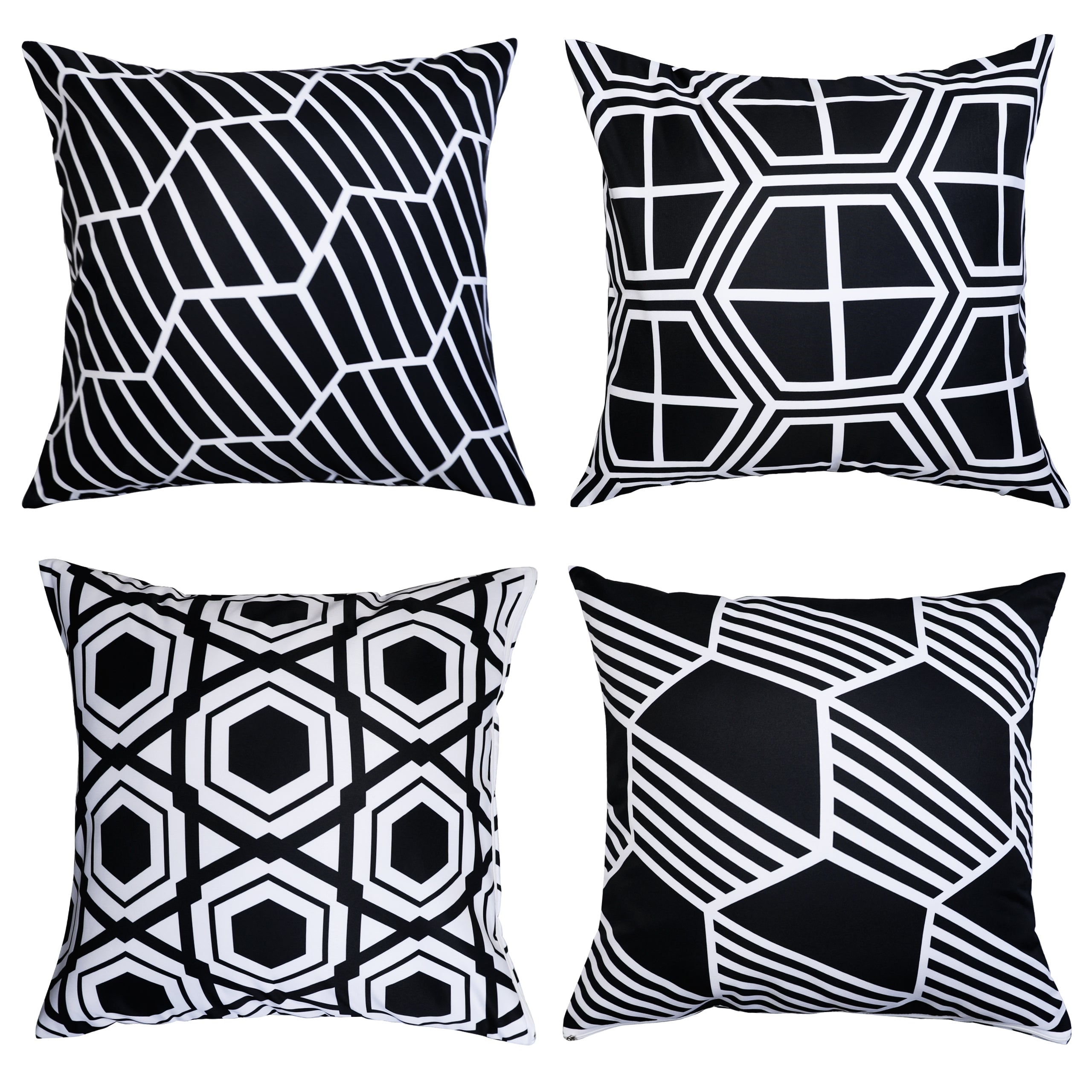 NTBAY Bedsum Set of 4 Black & White Geometric Throw Pillow Covers