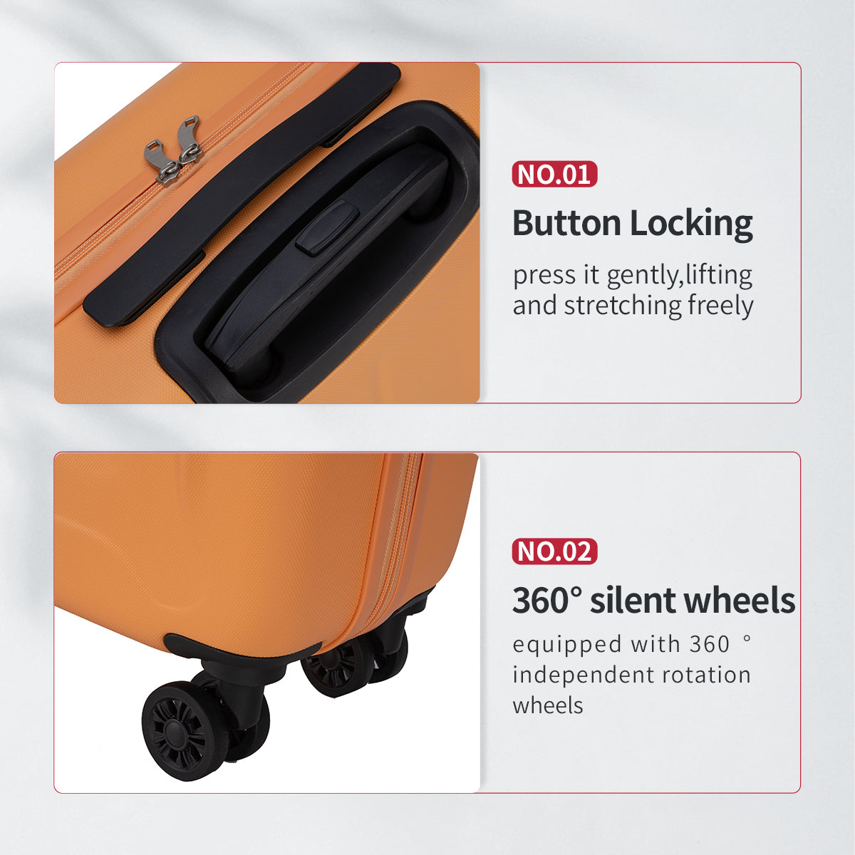 Ntbay 3 Piece Lightweight and Durable ABS Luggage Set with 360°Silent Wheels and TSA Lock
