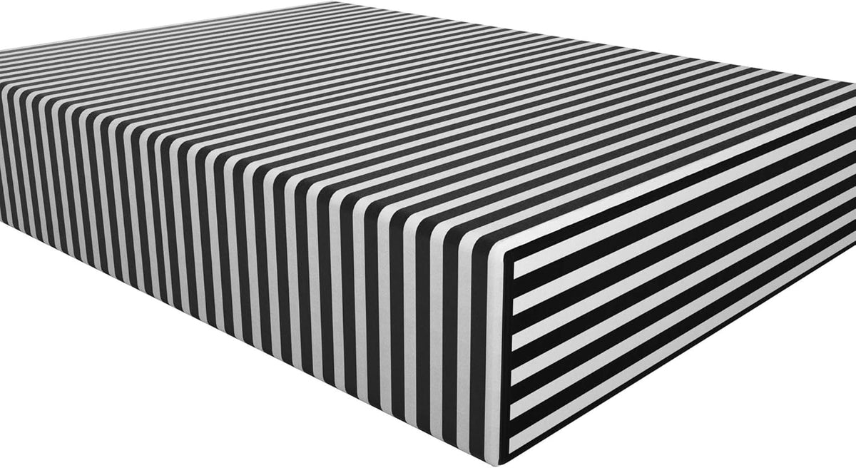 NTBAY Twin Fitted Sheet – Soft, Striped, Deep Pocket, Black & White