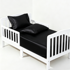 NTBAY 3 Pieces Satin Toddler Sheet Set, Crib Sheet with Envelope Pillowcases