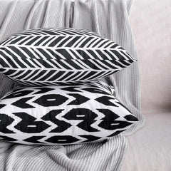 NTBAY Microfiber Geometric Throw Pillow Cover – Black & White (18"x18")