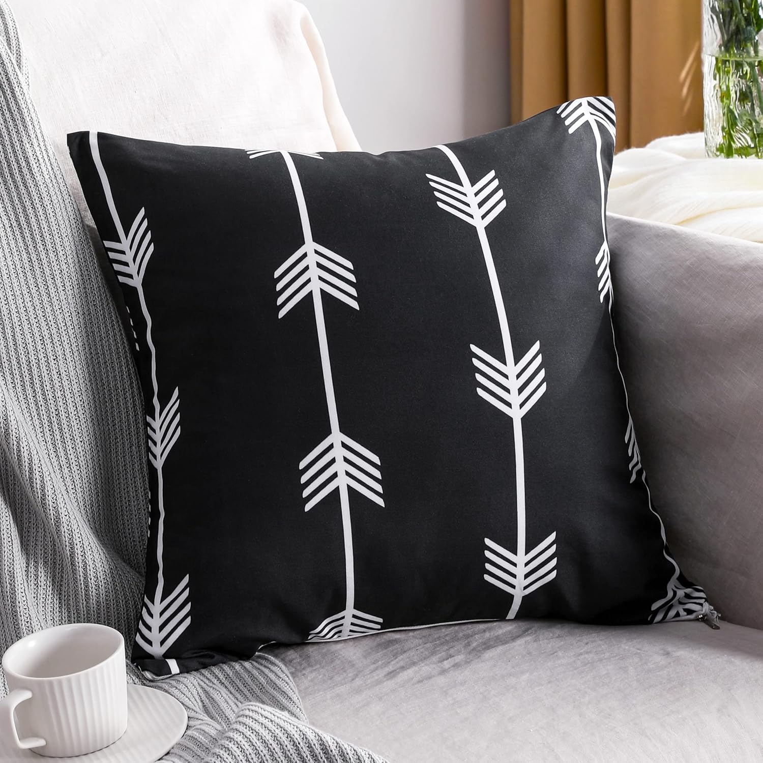 NTBAY Microfiber Geometric Throw Pillow Cover – Black & White (18"x18")