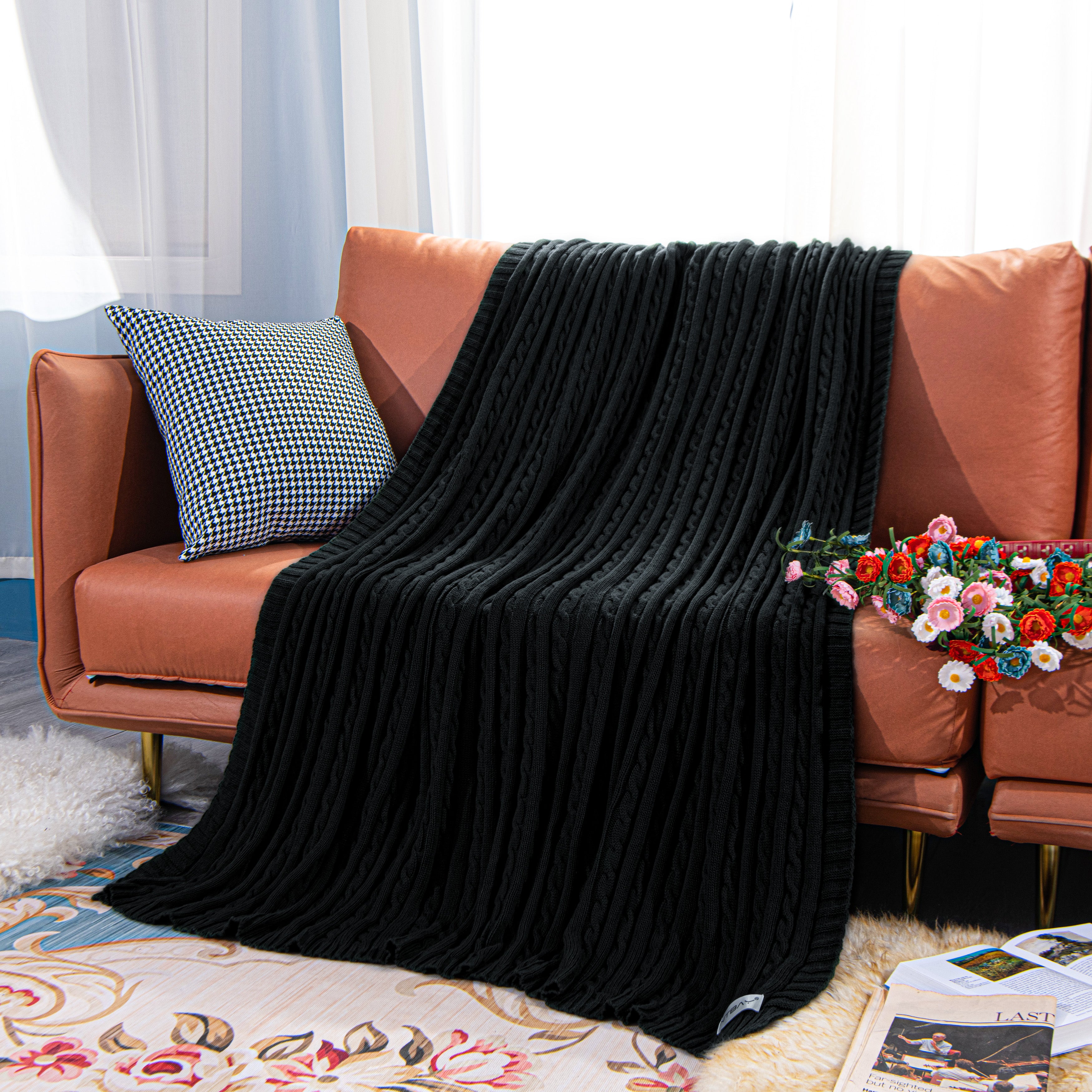 NTBAY Cotton Soft Cable Knit Blanket - NTBAY