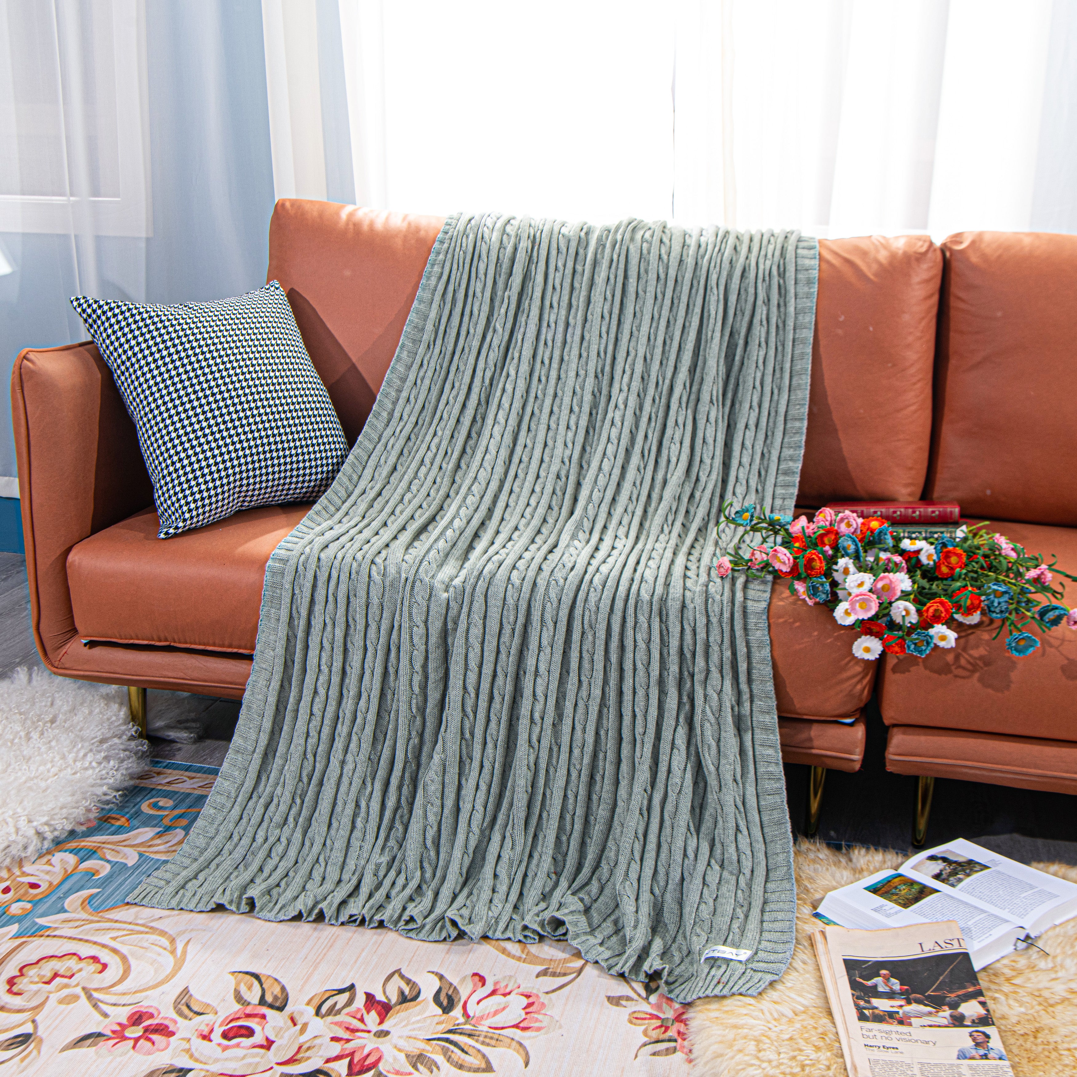 NTBAY Cotton Soft Cable Knit Blanket - NTBAY