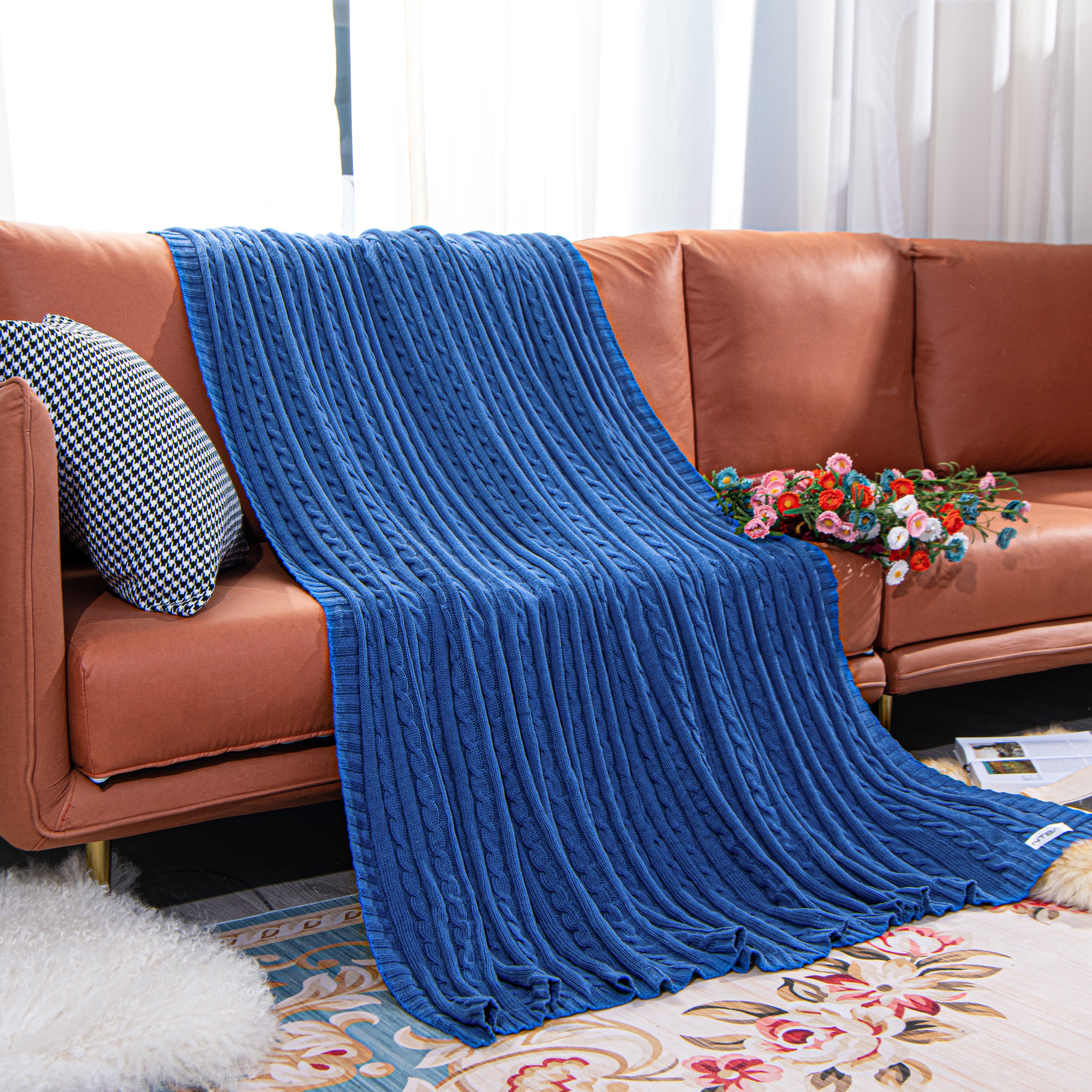 NTBAY Cotton Soft Cable Knit Blanket - NTBAY