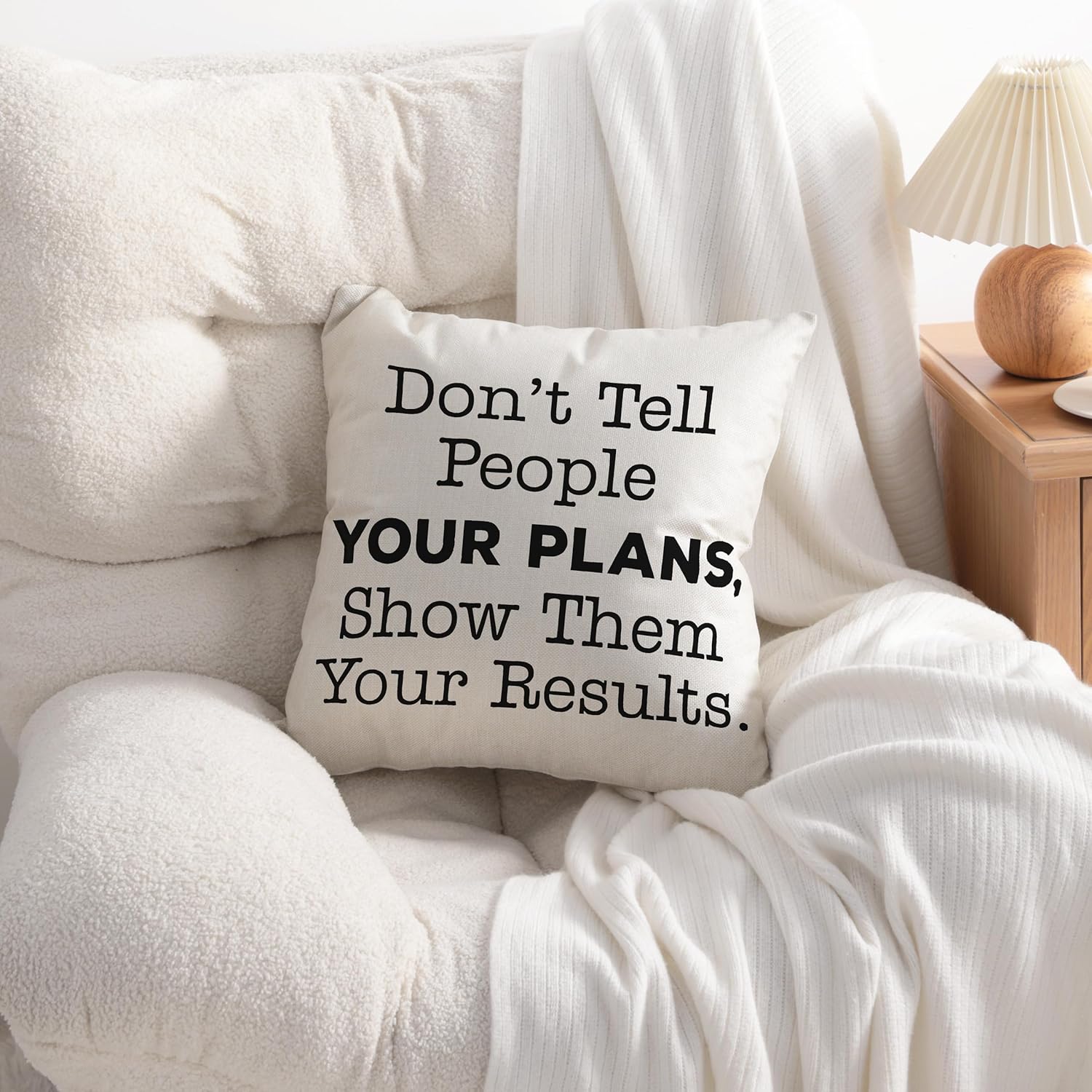 NTBAY Inspirational Linen Throw Pillow Cover with Motivational Words for Living Room Sofa Couch Square Decorative Bed Cushion Cover, 18×18 Inches