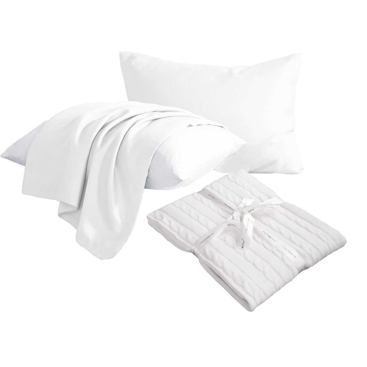 5-Piece Cotton Knit Toddler Bedding Set, Safe & Hypoallergenic Blanket Set - NTBAY