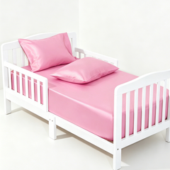 NTBAY 3 Pieces Satin Toddler Sheet Set, Crib Sheet with Envelope Pillowcases