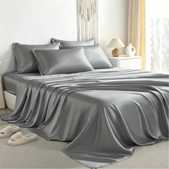 6-Piece Satin Bed Sheet Set, Silky Cooling Soft Sheet Set with Pillowcases - NTBAY