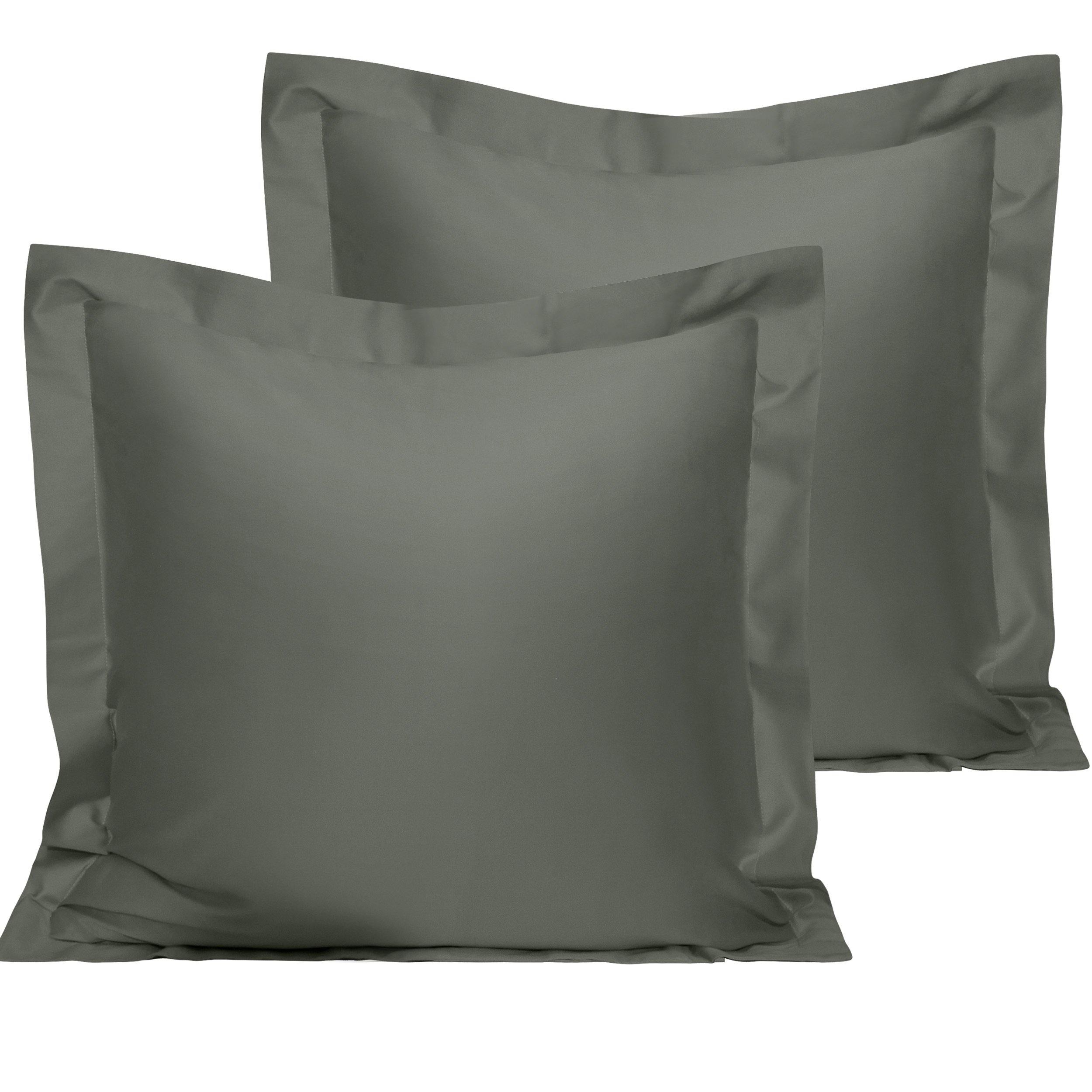 NTBAY 500 Thread Count 2 Pack Cotton Pillow Shams Euro (26 x 26 inches) / Dark Grey - NTBAY