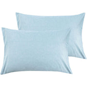 NTBAY 2 Pack Washed Cotton Pillowcases with Envelope Closure Queen (20 x 30 inches) / Blue - NTBAY