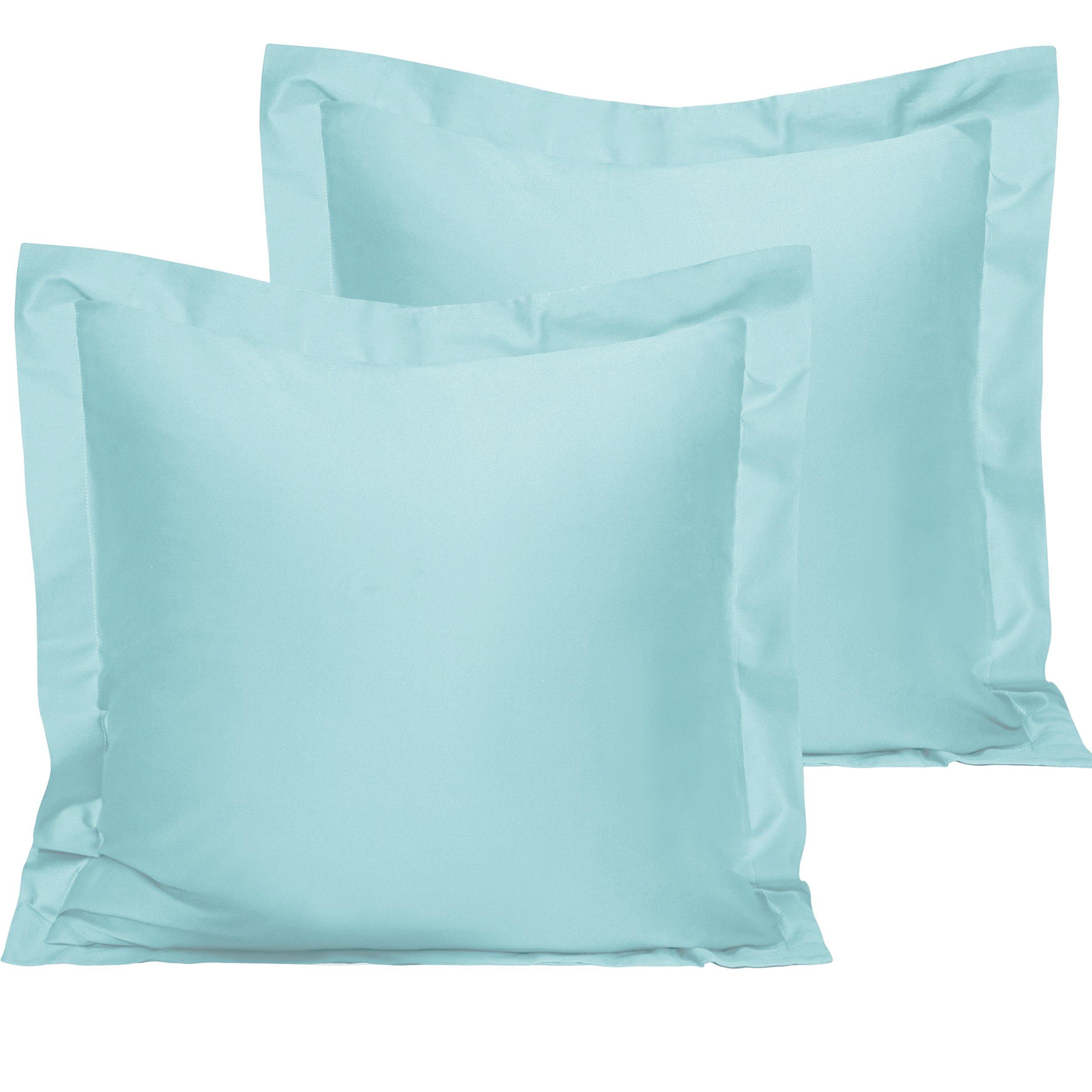 NTBAY 500 Thread Count 2 Pack Cotton Pillow Shams Euro (26 x 26 inches) / Aqua - NTBAY