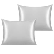 NTBAY Satin Pillowcases with Envelope Closure 2 Pcs-Standard (20 x 26 inches) / Silver Grey - NTBAY