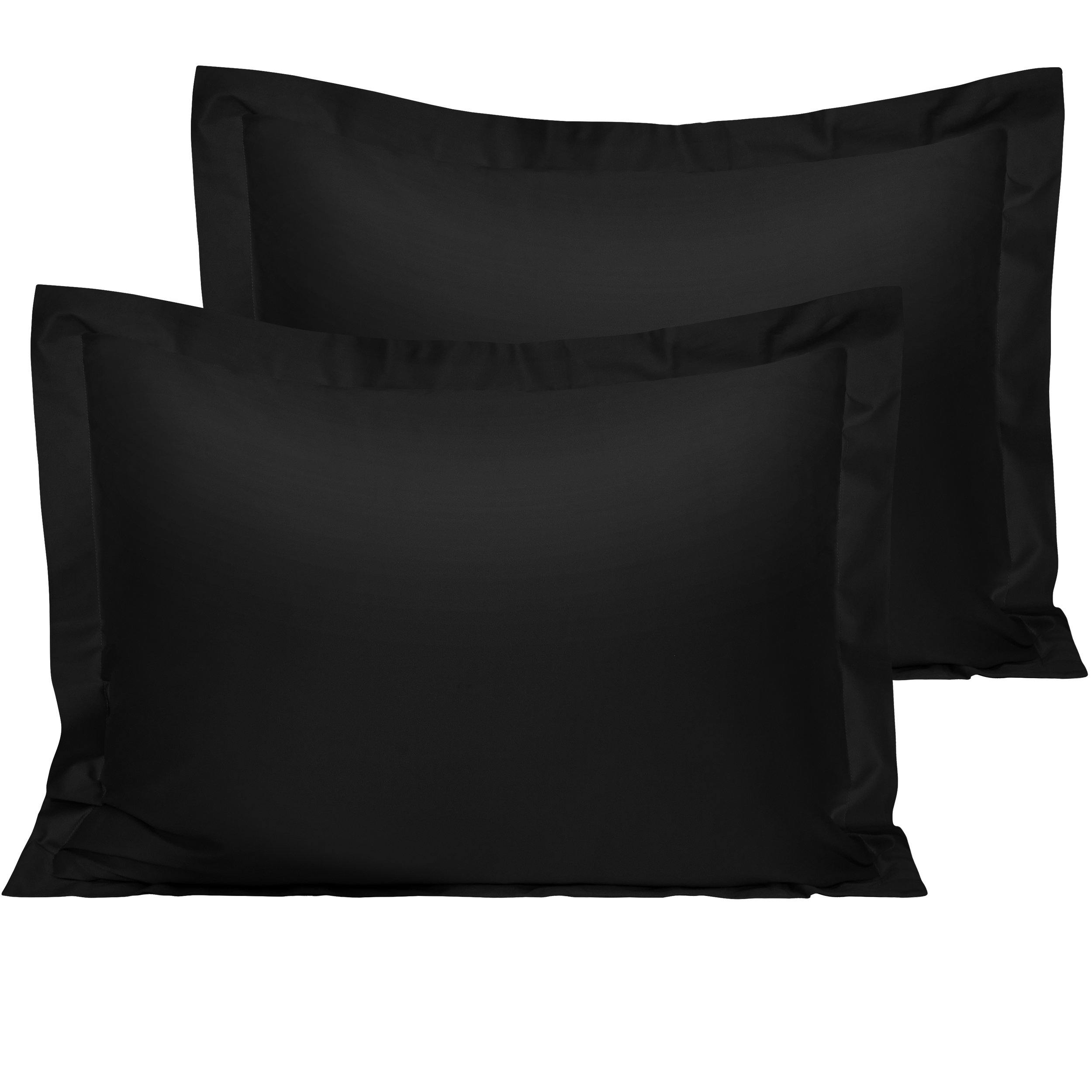 NTBAY 500 Thread Count 2 Pack Cotton Pillow Shams Standard (20 x 26 inches) / Black - NTBAY