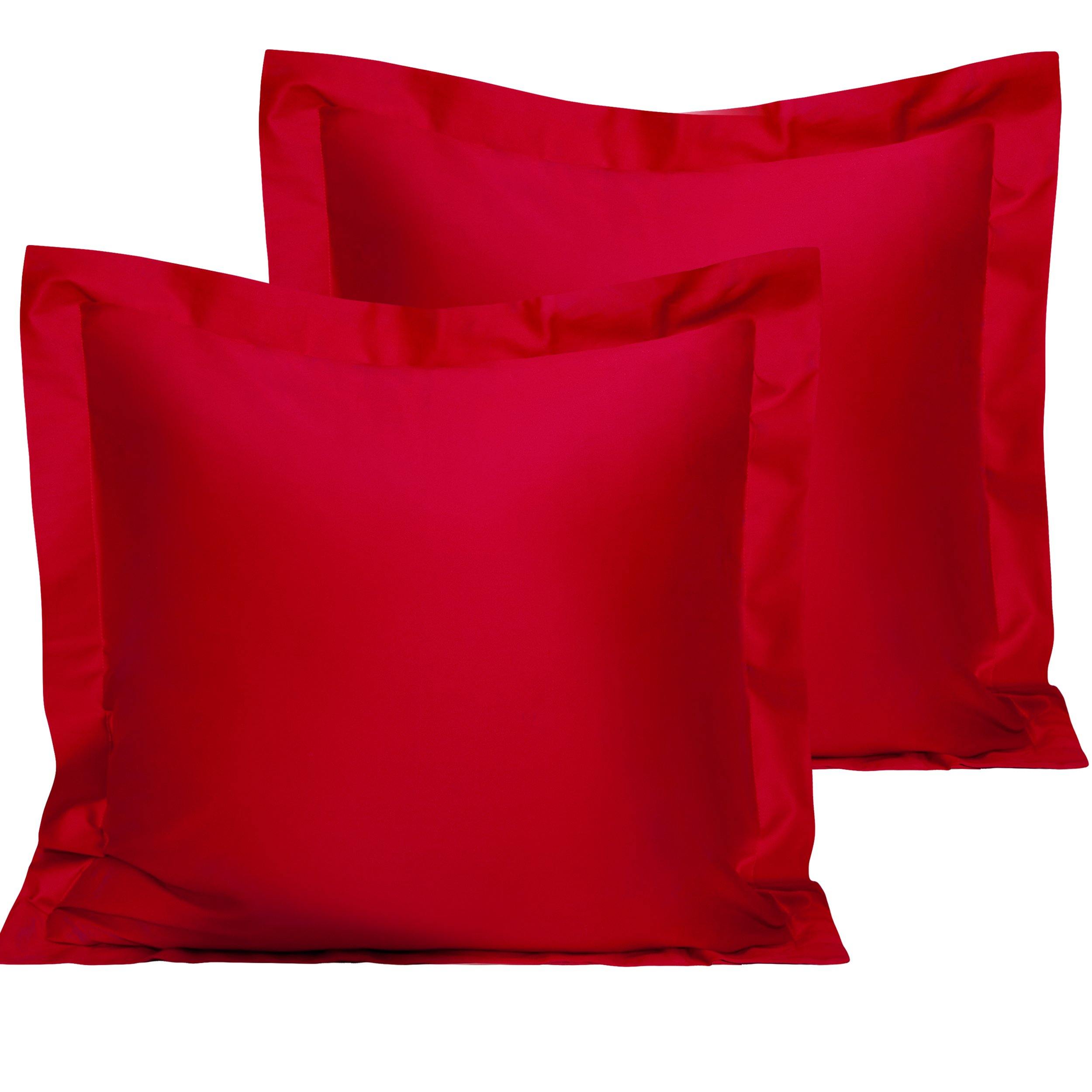 NTBAY 500 Thread Count 2 Pack Cotton Pillow Shams Euro (26 x 26 inches) / Red - NTBAY