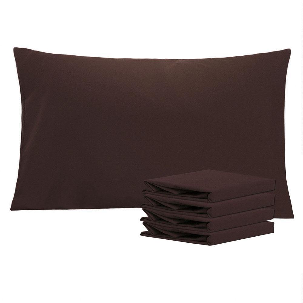 NTBAY 100% Brushed Microfiber Pillowcase with Envelope Closure, 4 Size, 24 Colors 4Pcs - Queen (20 x 30 inches) / Dark Brown - NTBAY