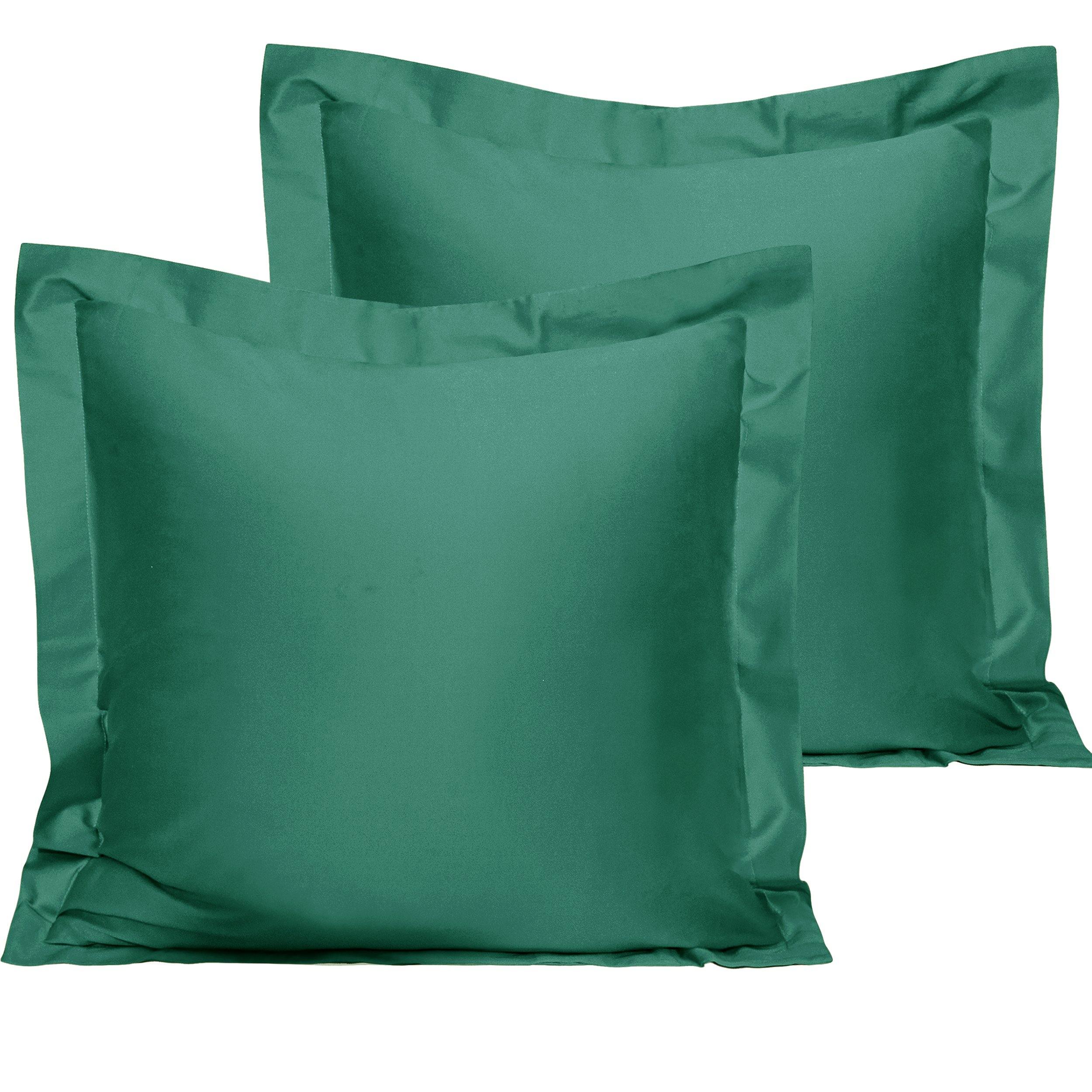NTBAY 500 Thread Count 2 Pack Cotton Pillow Shams Euro (26 x 26 inches) / Emerald Green - NTBAY