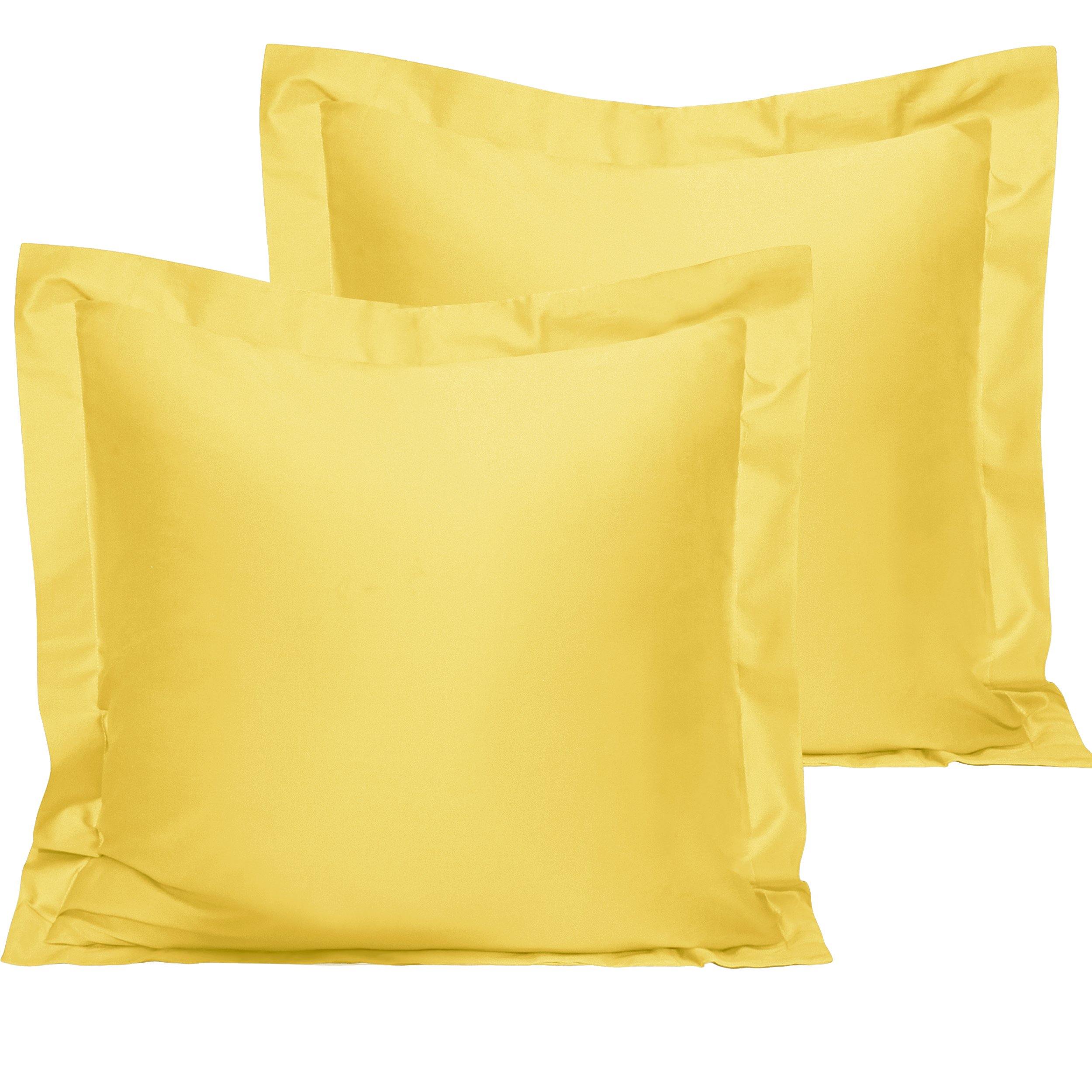 NTBAY 500 Thread Count 2 Pack Cotton Pillow Shams Euro (26 x 26 inches) / Yellow - NTBAY