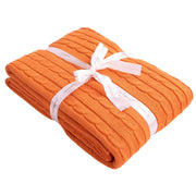 NTBAY Cotton Cable Knitted Twin Blanket, Super Soft Warm Multi Color Bed Blanket, 68 x 90 Inches Twin (68 x 90 inches) / Orange - NTBAY