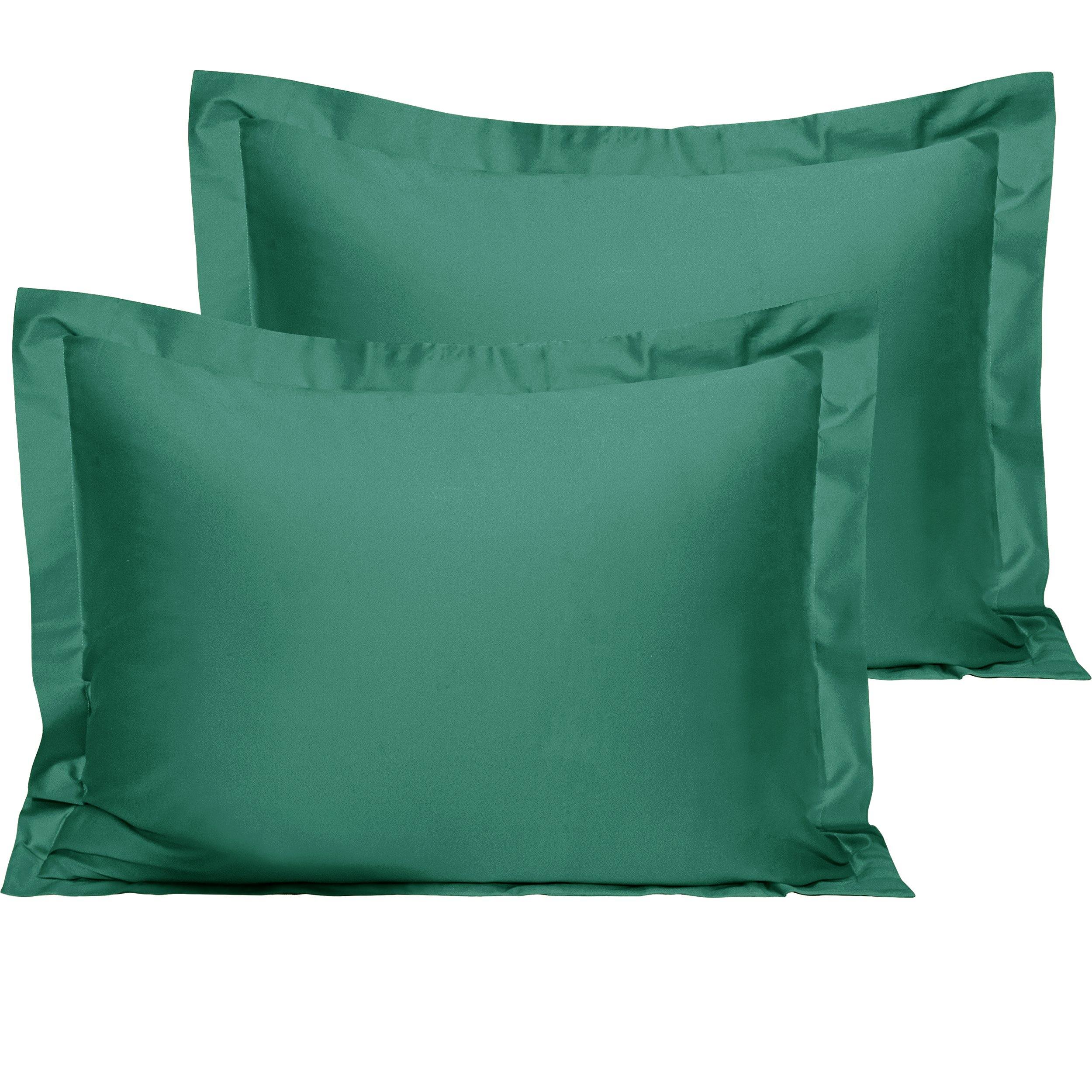 NTBAY 500 Thread Count 2 Pack Cotton Pillow Shams Standard (20 x 26 inches) / Emerald Green - NTBAY