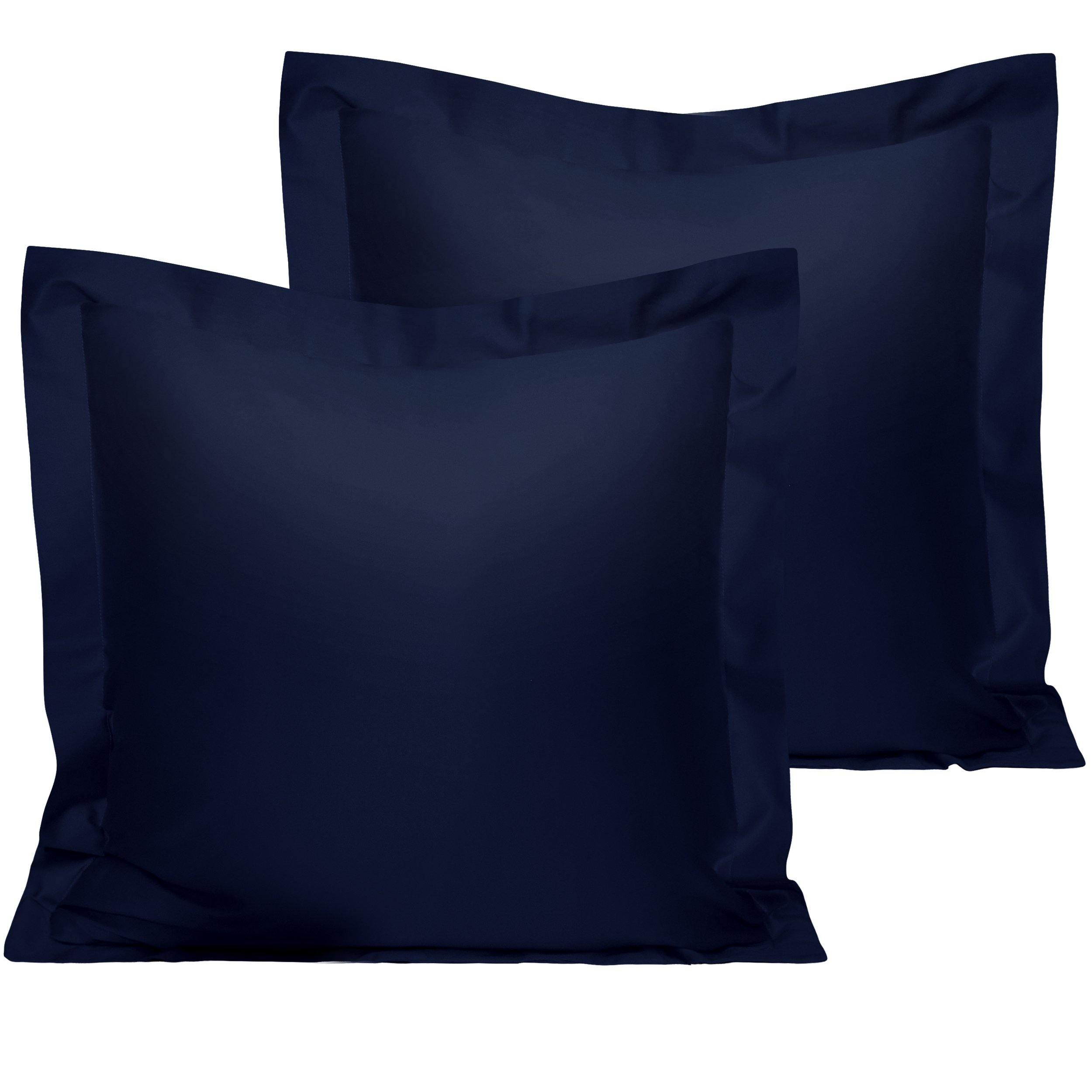 NTBAY 500 Thread Count 2 Pack Cotton Pillow Shams Euro (26 x 26 inches) / Navy Blue - NTBAY