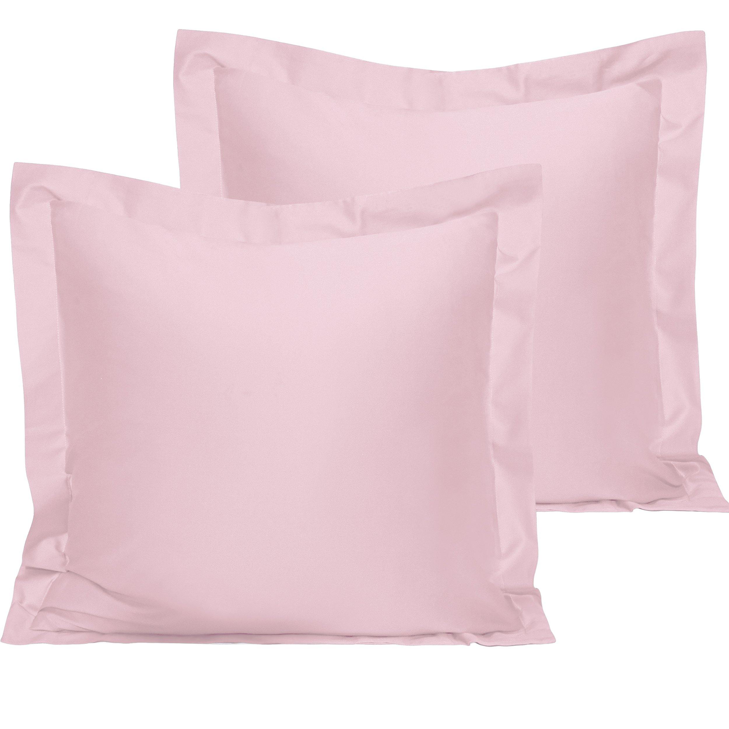 NTBAY 500 Thread Count 2 Pack Cotton Pillow Shams Euro (26 x 26 inches) / Pink - NTBAY