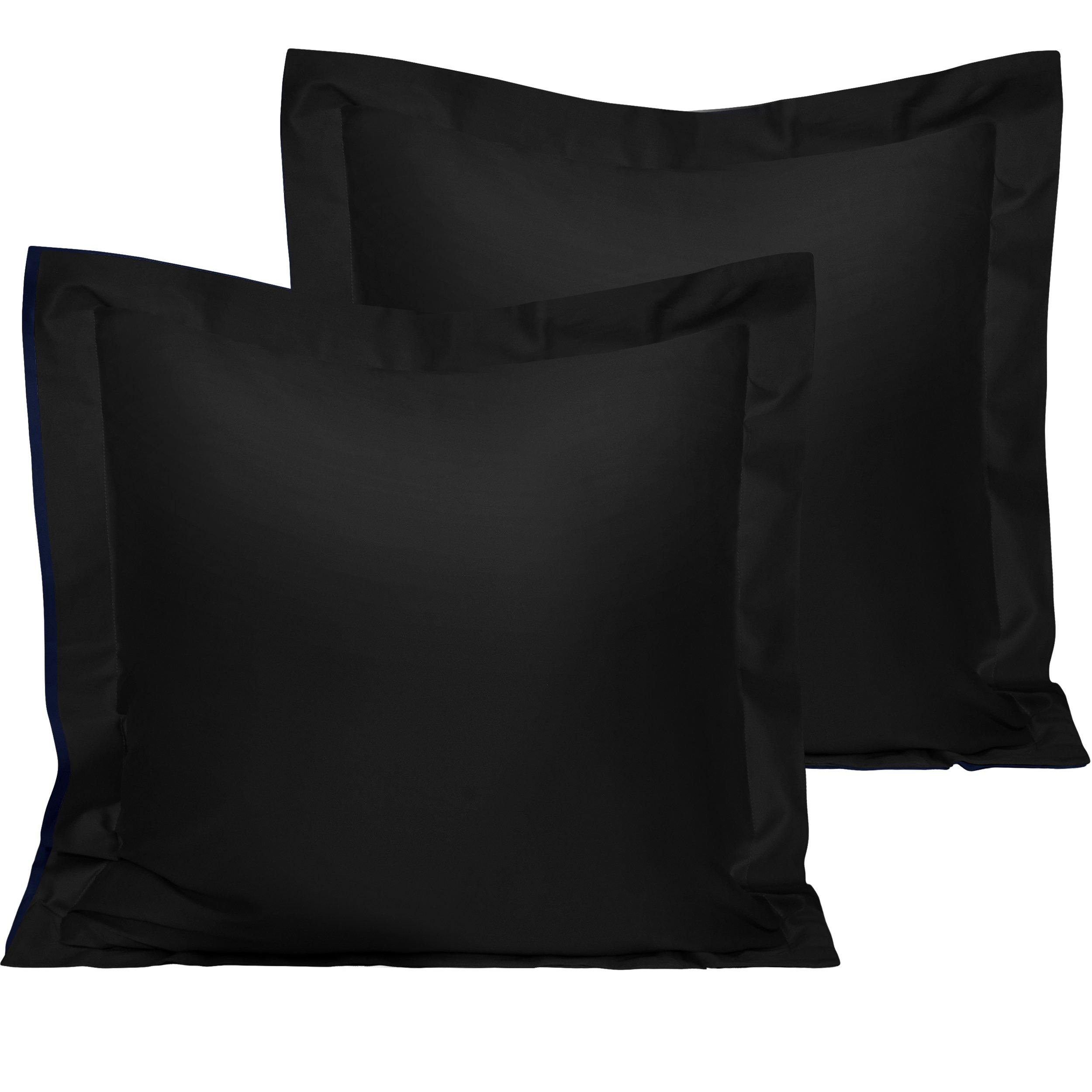 NTBAY 500 Thread Count 2 Pack Cotton Pillow Shams Euro (26 x 26 inches) / Black - NTBAY