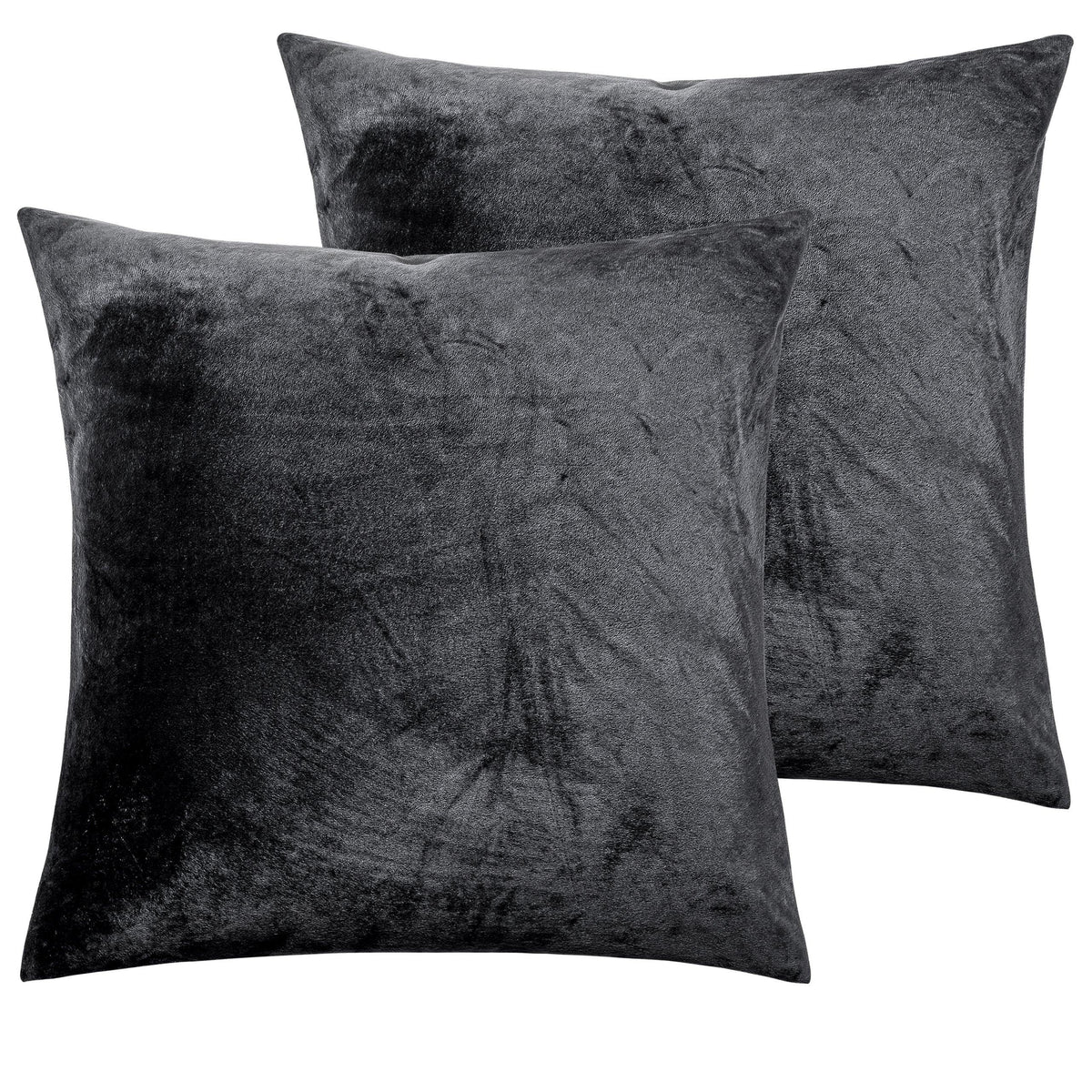 NTBAY 2 Pack Cozy Velvet Throw Pillow Cover 16 x 16 inches / Charcoal Grey - NTBAY