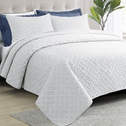 NTBAY 3 Piece Basket Weave Pattern Quilt Set Twin (68 x 92 inches) / White - NTBAY