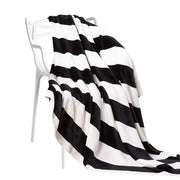 NTBAY Flannel Throw Blankets Super Soft with Black and White Stripe Throw (51 x 68 inches) - NTBAY