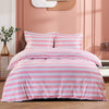 NTBAY Pink and White Striped 3 Pieces Microfiber Queen Duvet Cover Set Twin (68 x 90 inches) - NTBAY