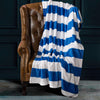 NTBAY Flannel Throw Blankets, Super Soft with Blue and White Striped Printed Bed Blanket - NTBAY