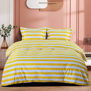 NTBAY Yellow and White Striped 3 Pieces Microfiber Queen Duvet Cover Set Twin (68 x 90 inches) - NTBAY