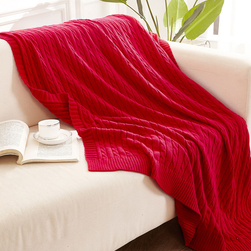 NTBAY 51 x 67 inches 100% Cotton Cable Knit Throw Blanket - NTBAY