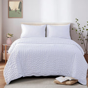 NTBAY Seersucker Textured Duvet Cover Set Queen (90 x 90 inches) / White - NTBAY
