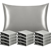 NTBAY 12 Pack Satin Standard Pillowcases for Hair and Skin with Envelope Closure Standard (20 x 26 inches) / Grey - NTBAY