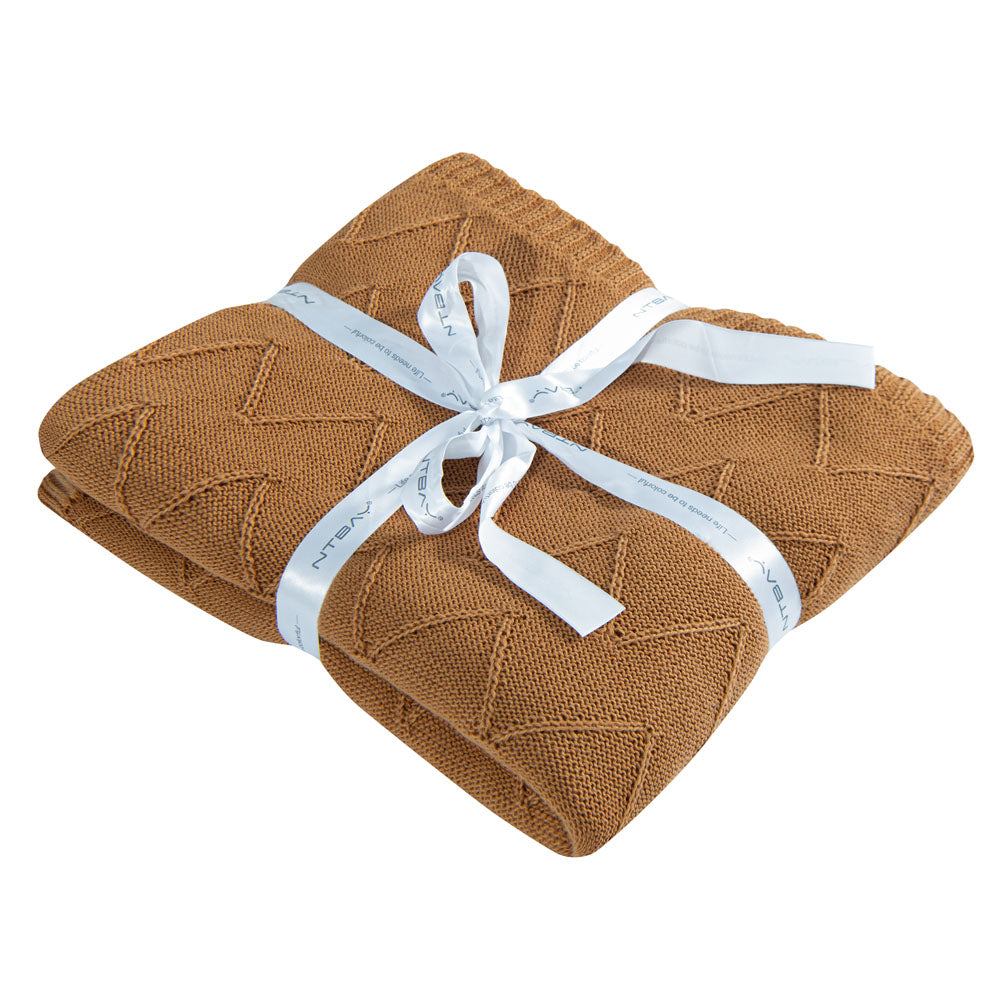 NTBAY Eco-friendly Materials Cotton Alternative 51 x 67 Inches Cable Knitted Throw Blanket Light Brown / Throw (51 x 67 inches) - NTBAY