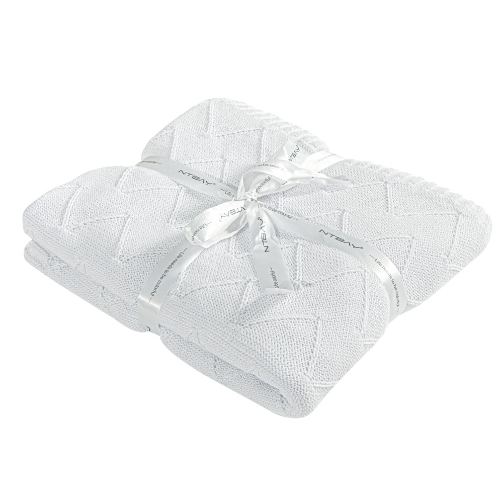 NTBAY Eco-friendly Materials Cotton Alternative 51 x 67 Inches Cable Knitted Throw Blanket - NTBAY