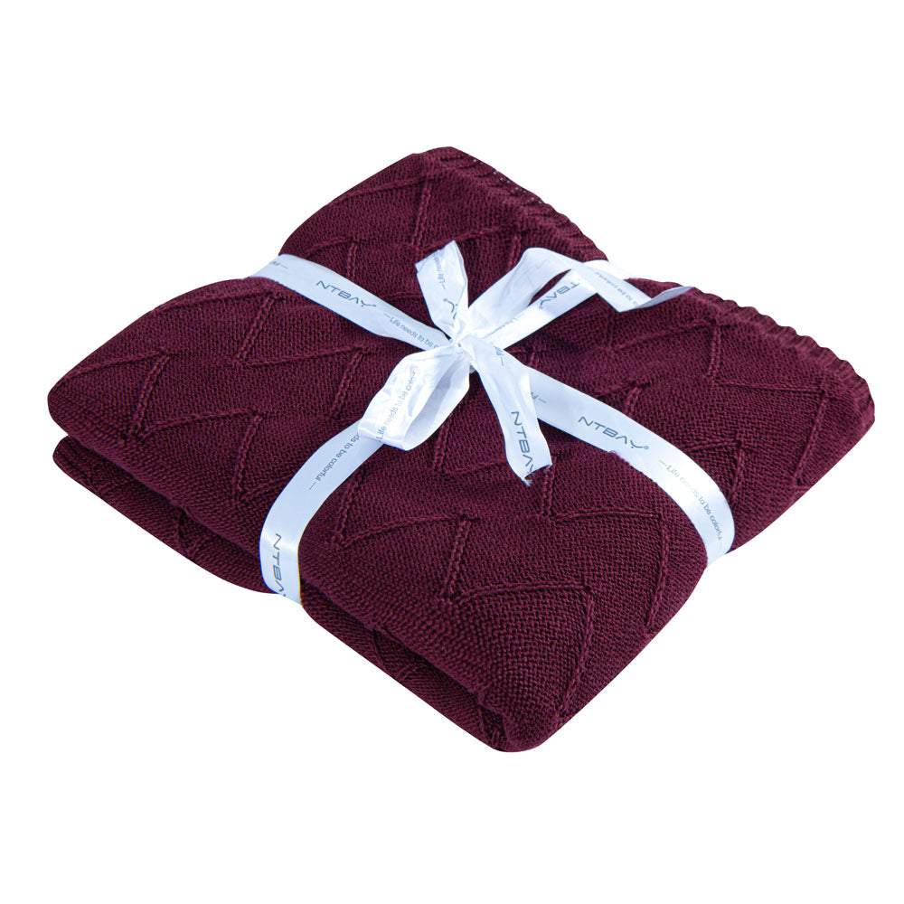 NTBAY Eco-friendly Materials Cotton Alternative 51 x 67 Inches Cable Knitted Throw Blanket - NTBAY