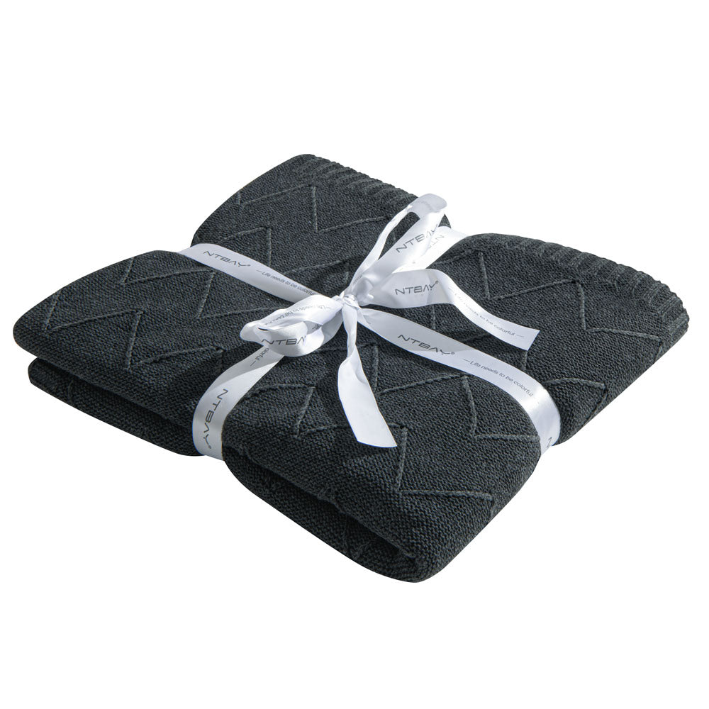 NTBAY Eco-friendly Materials Cotton Alternative 51 x 67 Inches Cable Knitted Throw Blanket - NTBAY