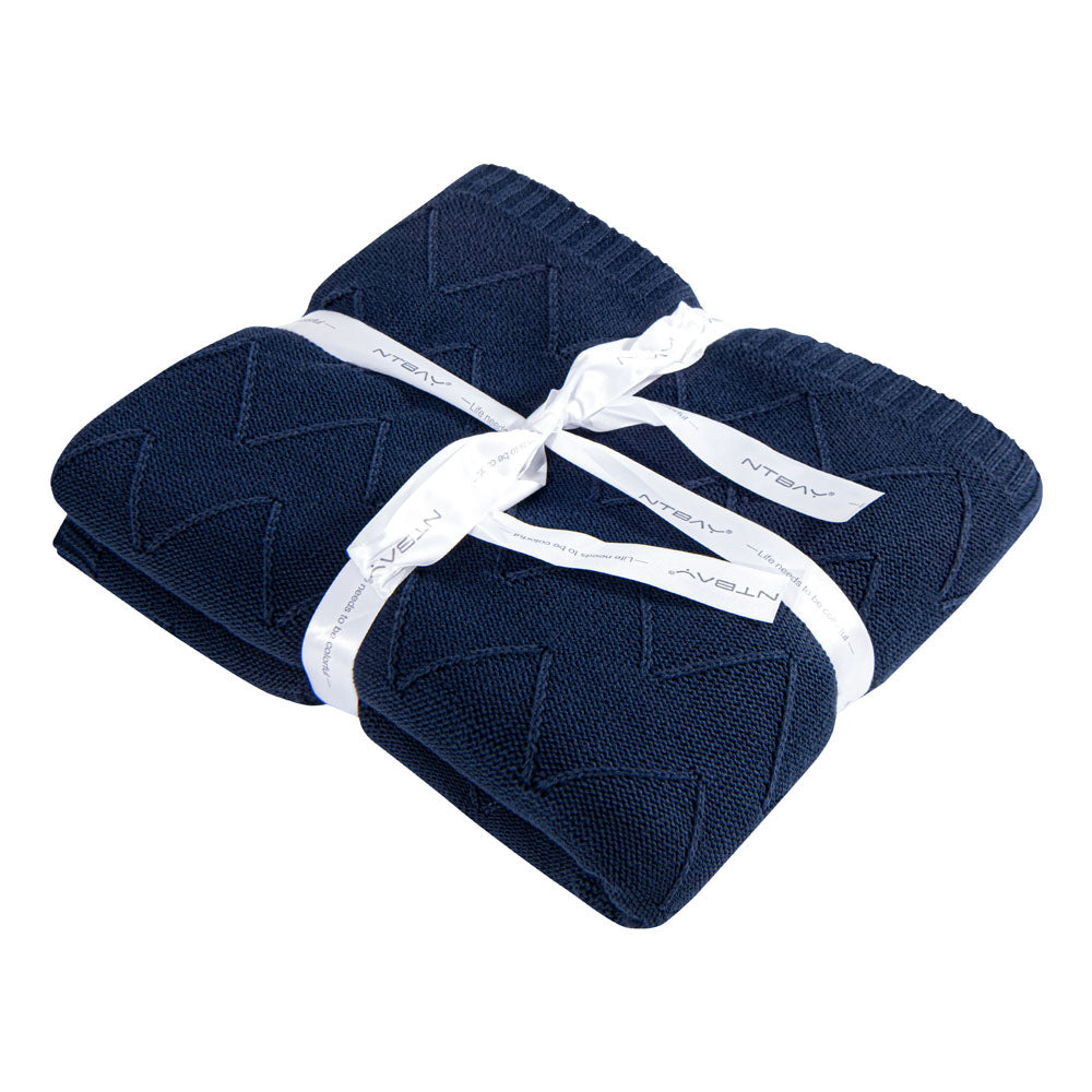 NTBAY Eco-friendly Materials Cotton Alternative 51 x 67 Inches Cable Knitted Throw Blanket - NTBAY