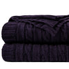NTBAY 51 x 67 inches 100% Cotton Cable Knit Throw Blanket Throw (51 x 67 inches) / Eggplant Purple - NTBAY