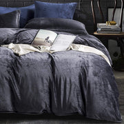 NTBAY Luxury Crystal Velvet Flannel Duvet Cover Set, 3 Pieces Zippered Down Comforter Quilt Cover Set Twin (68 x 90 inches) / Charcoal Grey - NTBAY