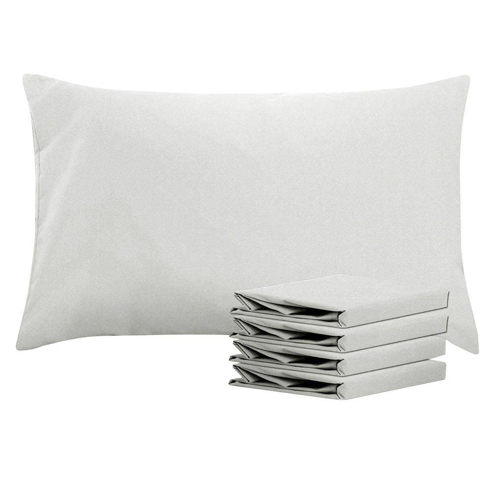 NTBAY 100% Brushed Microfiber Pillowcase with Envelope Closure, 4 Size, 24 Colors 4Pcs - Queen (20 x 30 inches) / Light Grey - NTBAY