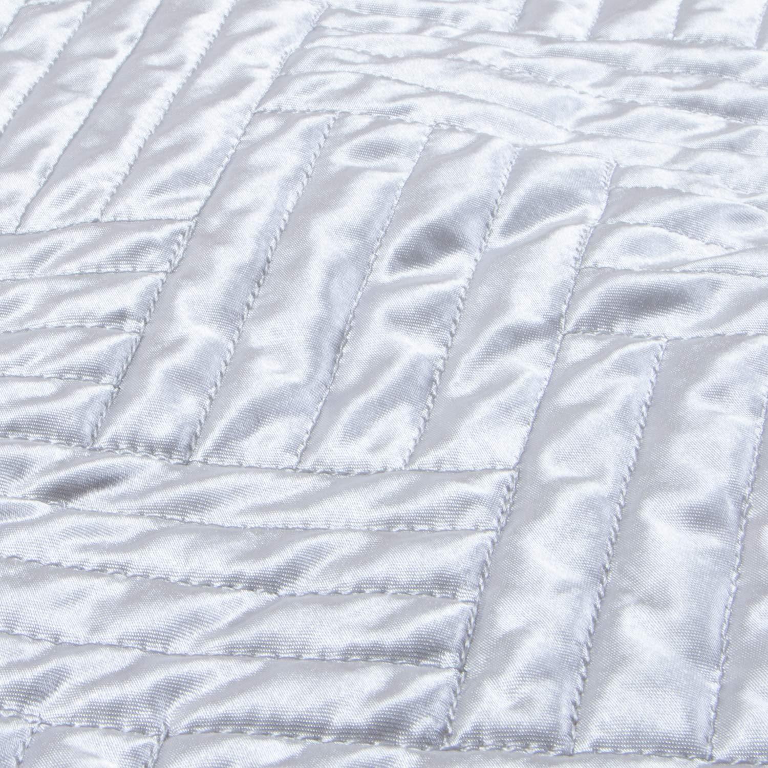NTBAY 2/3 Piece Geometric Pattern Satin Quilt Coverlet Bed Set - NTBAY